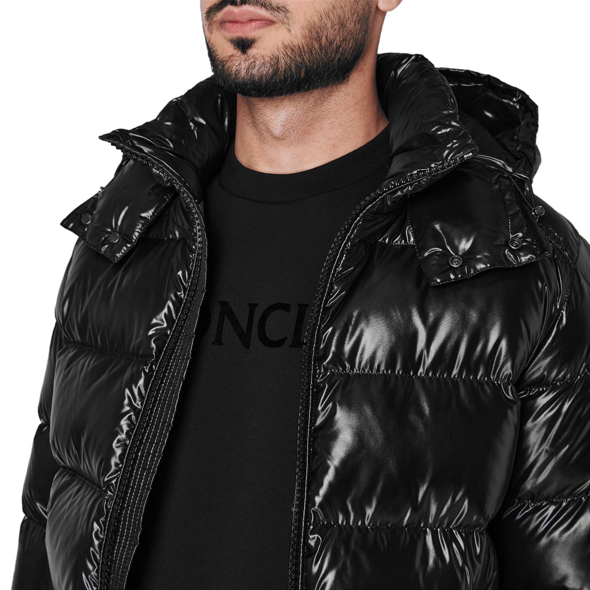 Model view of Moncler Maya Padded Down Black Jacket I20911A5360068950999